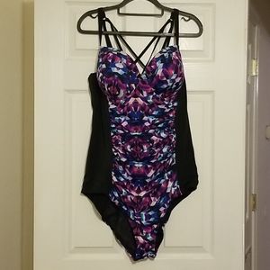 Geo Print Strappy Back One Piece Bathing Suit